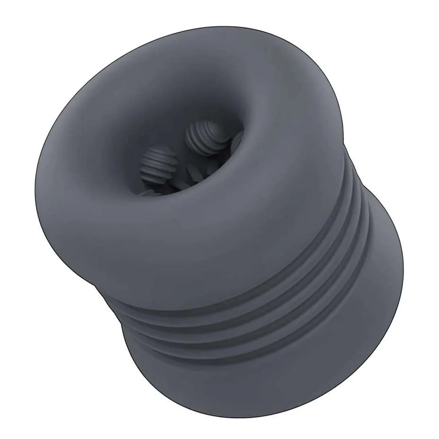 Gleeglee Handpump textured pleasure sleeve for men, dark grey, flexible material with internal ridges for intense solo sessions.