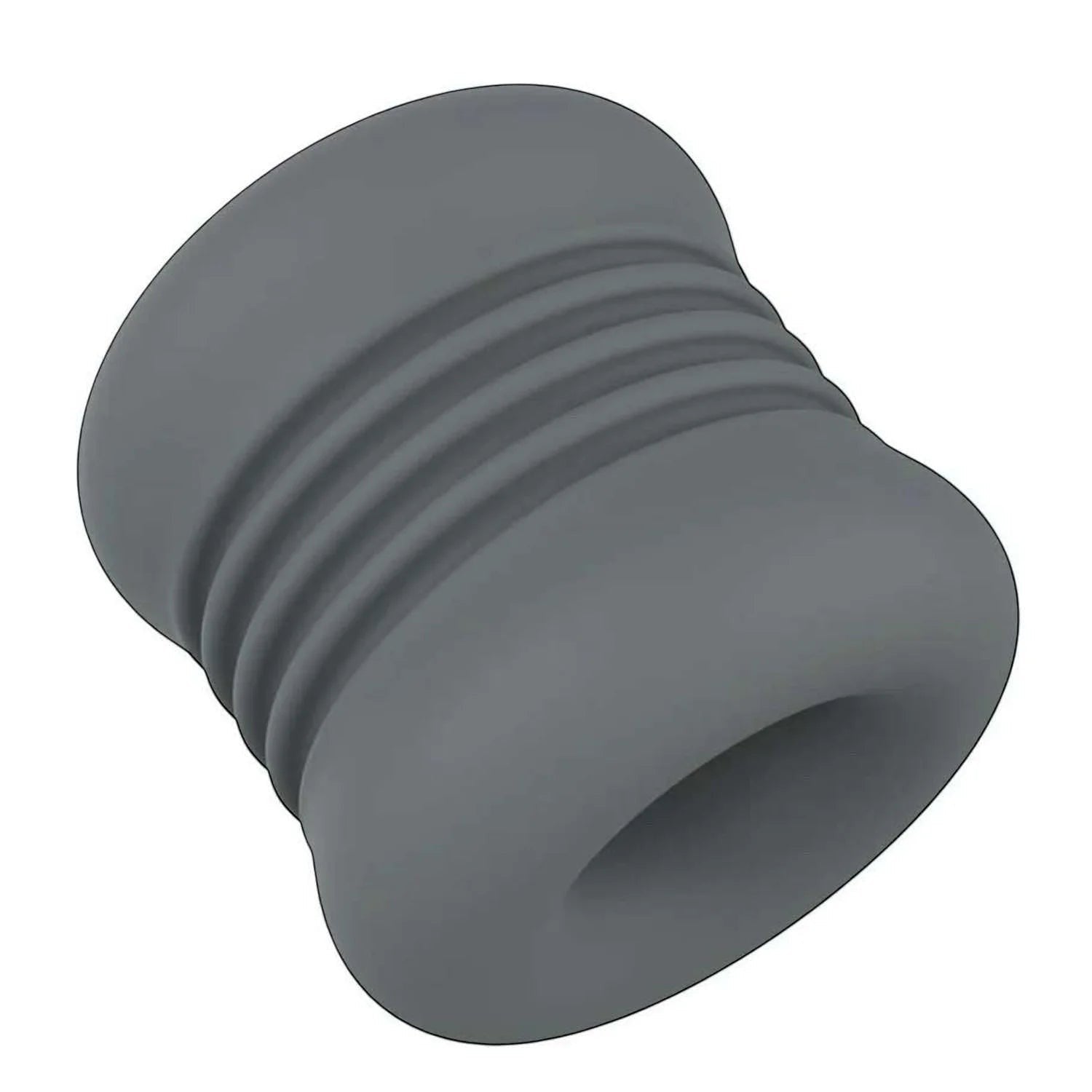 Gleeglee Handpump textured pleasure sleeve for men, grey, soft silicone, ribbed interior for intense solo sessions.